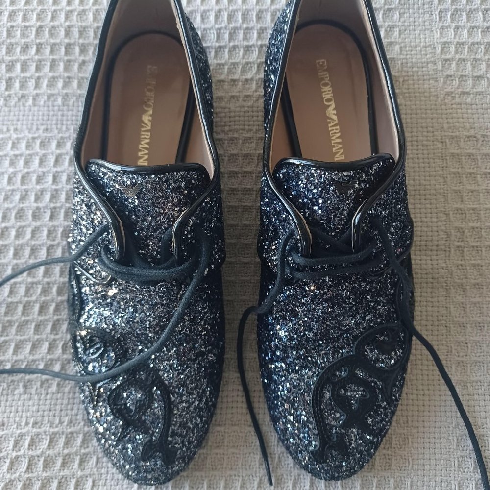EMPORIO ARMANI glitter LOAFERS/FLATS size 37,5